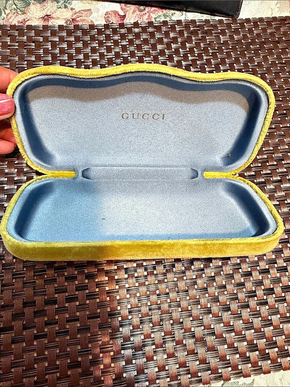 Gucci Velvet Hard Eyeglass/Sunglasses Case Yellow & Green